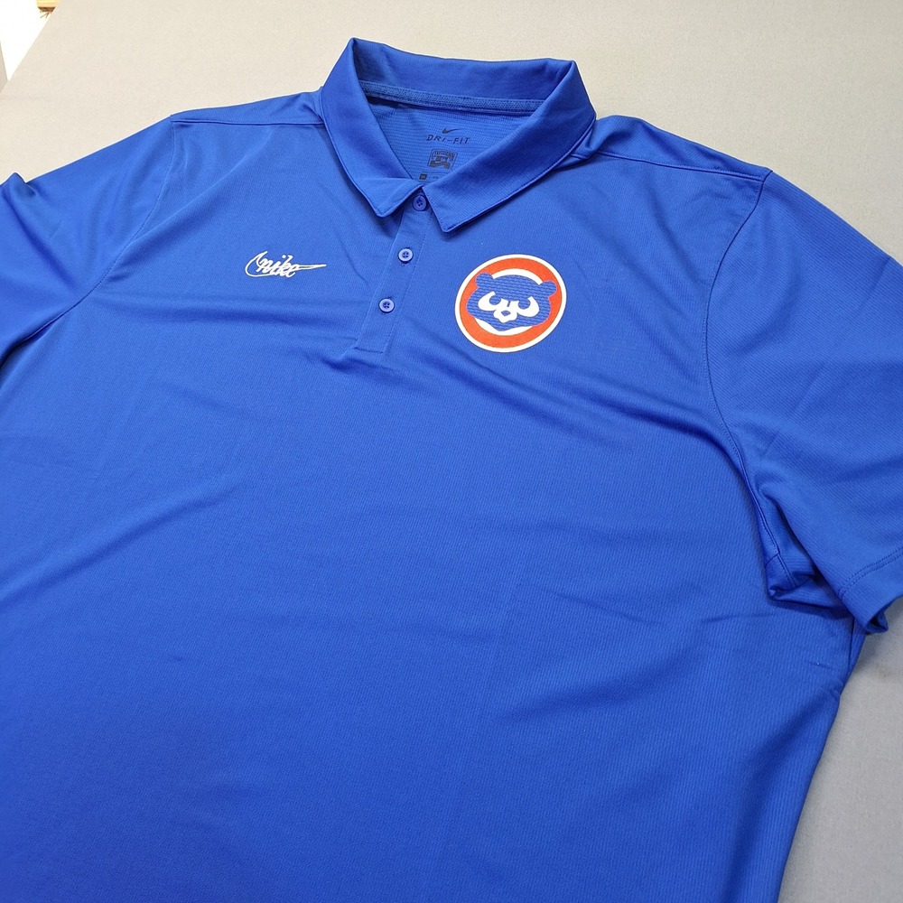 Nike Chicago Cubs Cooperstown Collection Dri-FIT Polo Shirt Blue Mens 3XL 631098